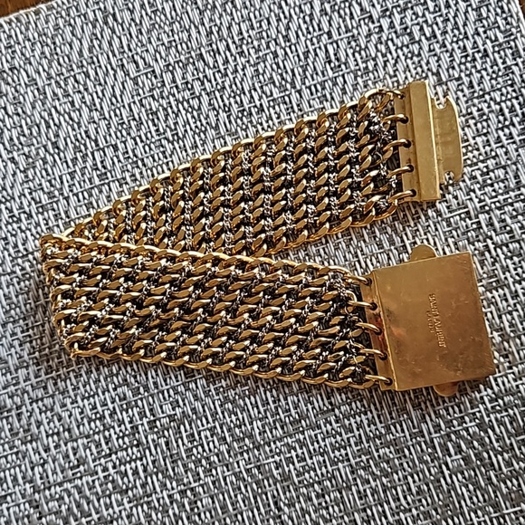 💸SOLD💸 Saint Laurent Gold Silver Chain Bracelet w/Dustbag - Picture 3 of 7